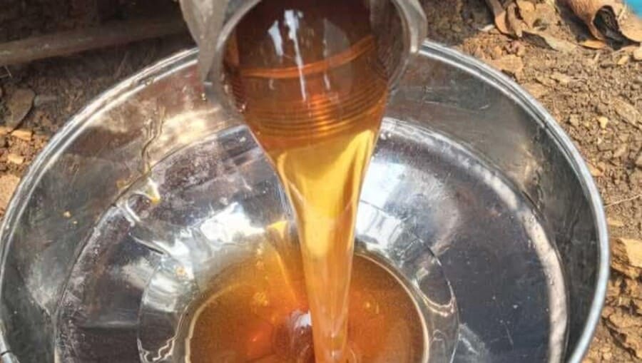 Mật ong hoa nhãn nguyên chất chai 1 lít 9 Hình ảnh mật ong hoa nhãn Sơn La công đoạn lọc thô