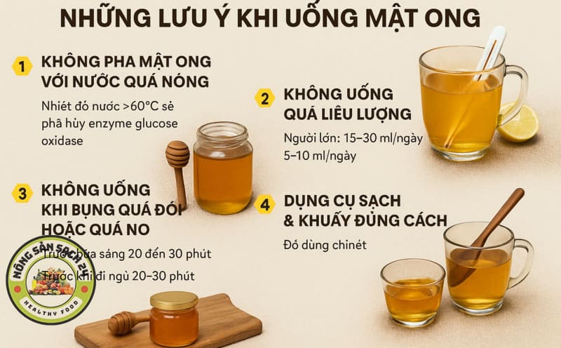 Uống mật ong có tác dụng gì? 9 lợi ích vàng & cách uống đúng 21 Những lưu ý khi uống mật ong
