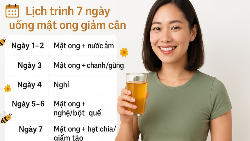 Cách uống mật ong giảm cân kết hợp trong 7 ngày