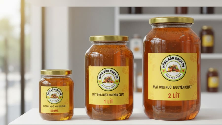 Mật ong nuôi giá bao nhiêu 1 lít?⚡Xem ngay giá chuẩn 2025! 7 Dung tích và bao bì đóng gói ảnh hưởng đến giá 1 lít mật ong nuôi