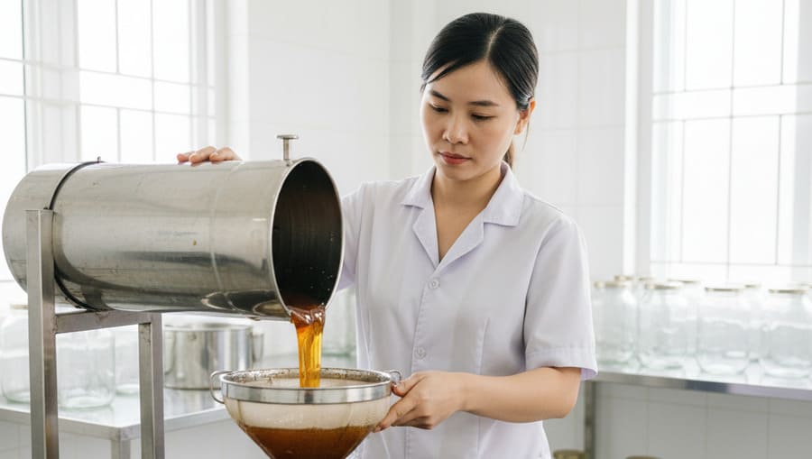 Bật mí 4 cách xử lý mật ong bị sủi bọt tại nhà hiệu quả nhất 21 Lắng lọc tránh mật ong bị sủi bọt nhiều.