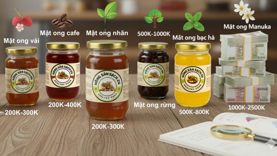 Giá mật ong nhãn nguyên chất 2025ð¥Top 3 nơi bán uy tín nhất! 14 So sánh giá bán mật ong hoa nhãn với các loại mật ong khác