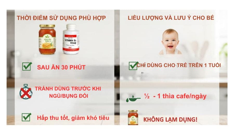 Cho bé uống mật ong ngâm B1 vào lúc nào?