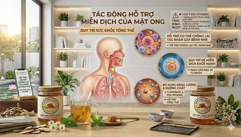 Uống nước ấm với mật ong có tác dụng gì? Uống khi nào? 8 Tác dụng uống nước ấm với mật ong tăng cường hệ miễn dịch cơ thể.
