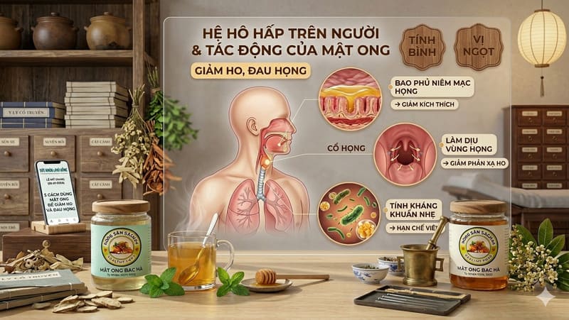 Uống nước ấm với mật ong có tác dụng gì? Uống khi nào? 6 Uống nước ấm với mật ong giảm ho và đau họng