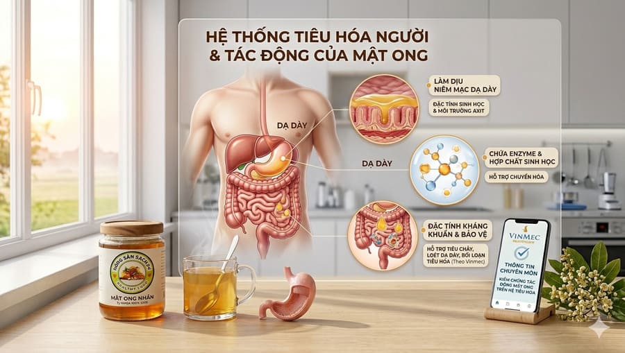 Uống nước ấm với mật ong có tác dụng gì? Uống khi nào? 5 Uống nước ấm với mật ong hỗ trợ tiêu hóa