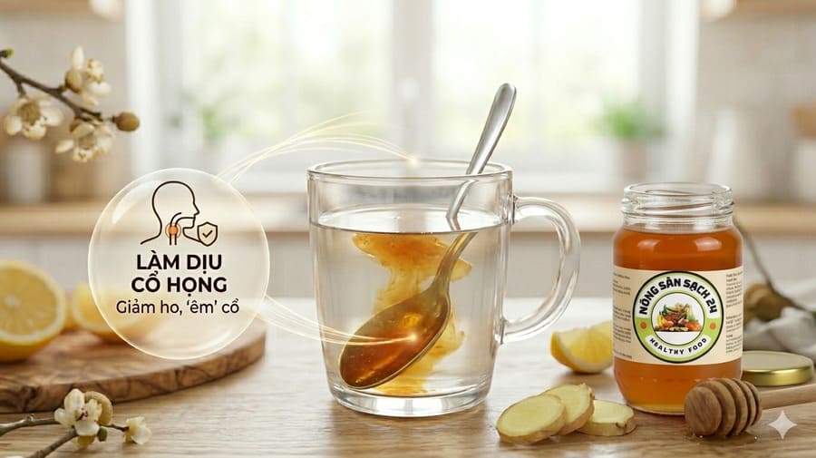 Công dụng của mật ong hoa nhãn trong hỗ trợ làm dịu cổ họng