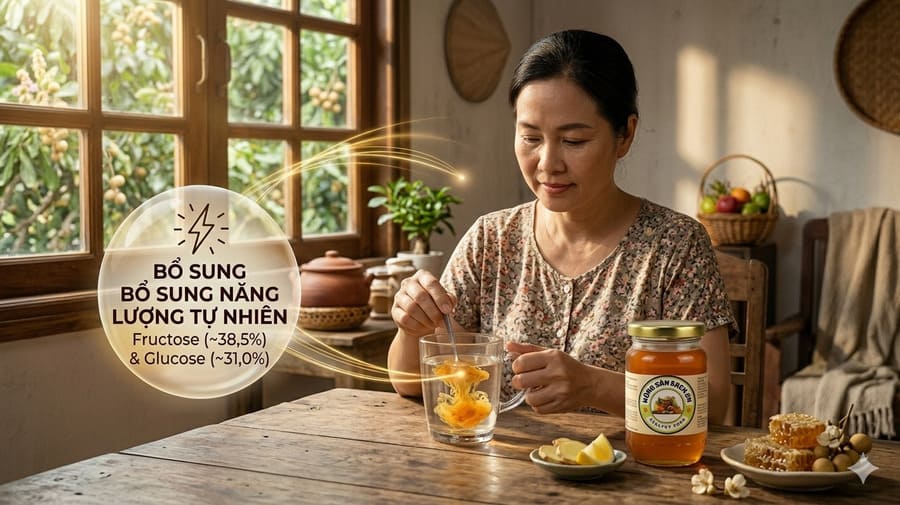 Tác dụng của mật ong hoa nhãn bổ sung năng lượng